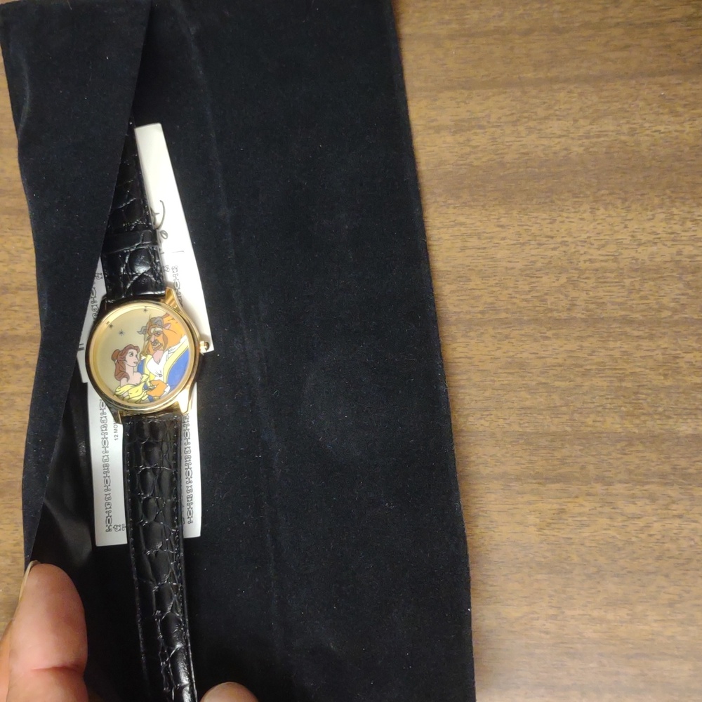 Disney Beauty and the Beast Black and Gold Pouch With Musical Watch - Picture 6 of 11